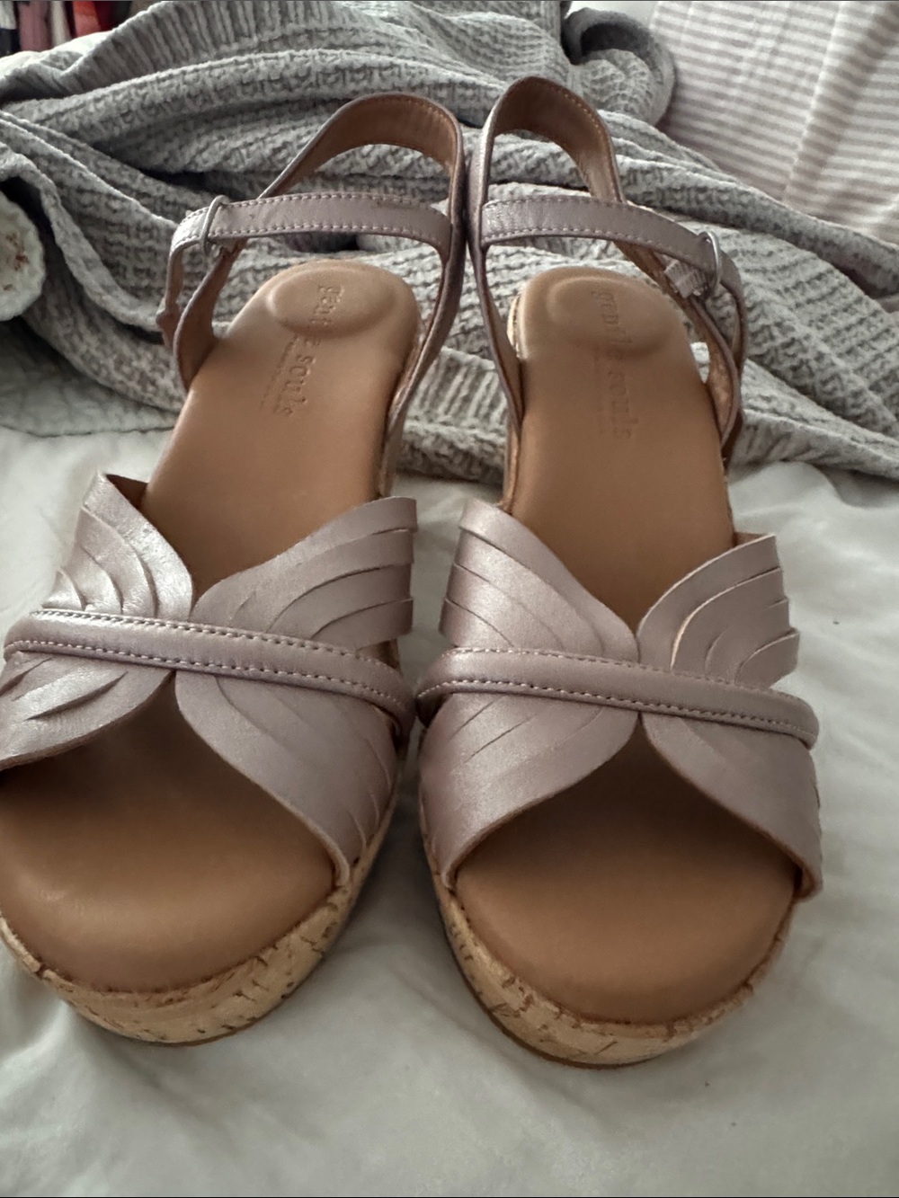 Kenneth Cole Metallic Blush Wedge Sandals